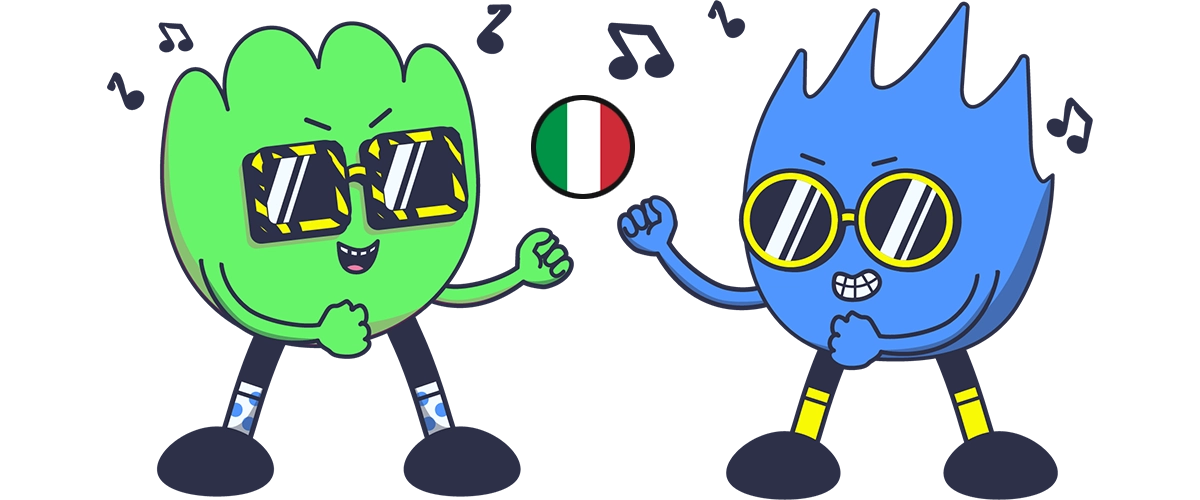 Des personnages amusés qui dansent sur de la chanson italienne en musique